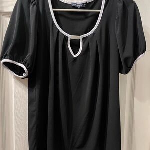 Black Blouse with White Accents